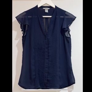 H&M Pleated Navy Blouse
